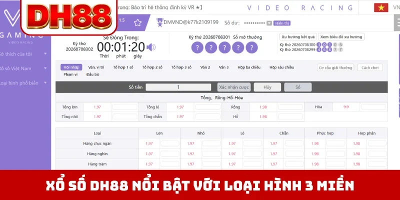 Xổ số DH88 nổi bật với loại hình 3 miền